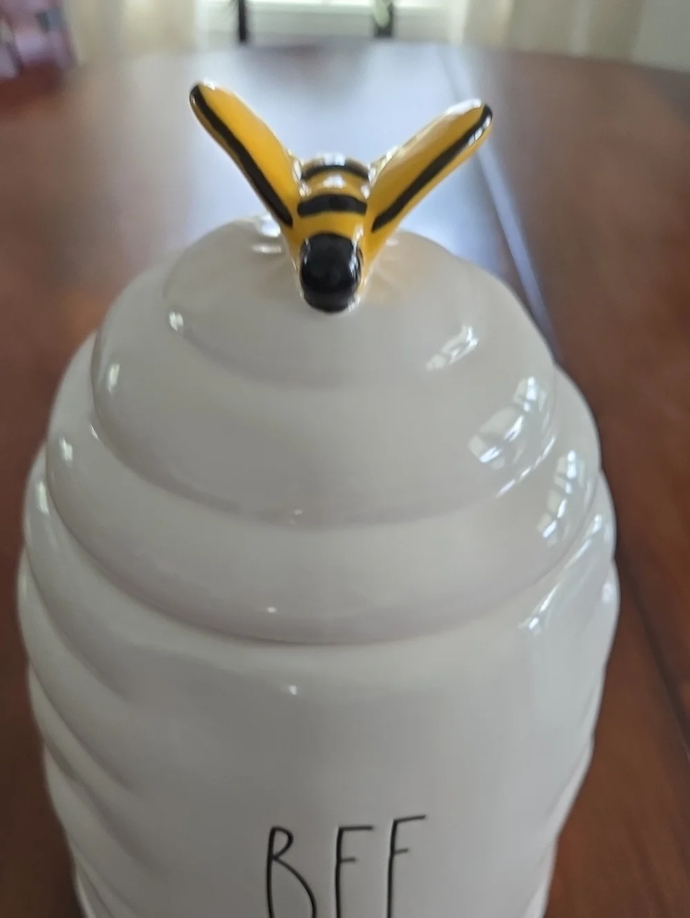 Rae Dunn White Bee Kind Ceramic Jar with Gold Bee Lid Accent
